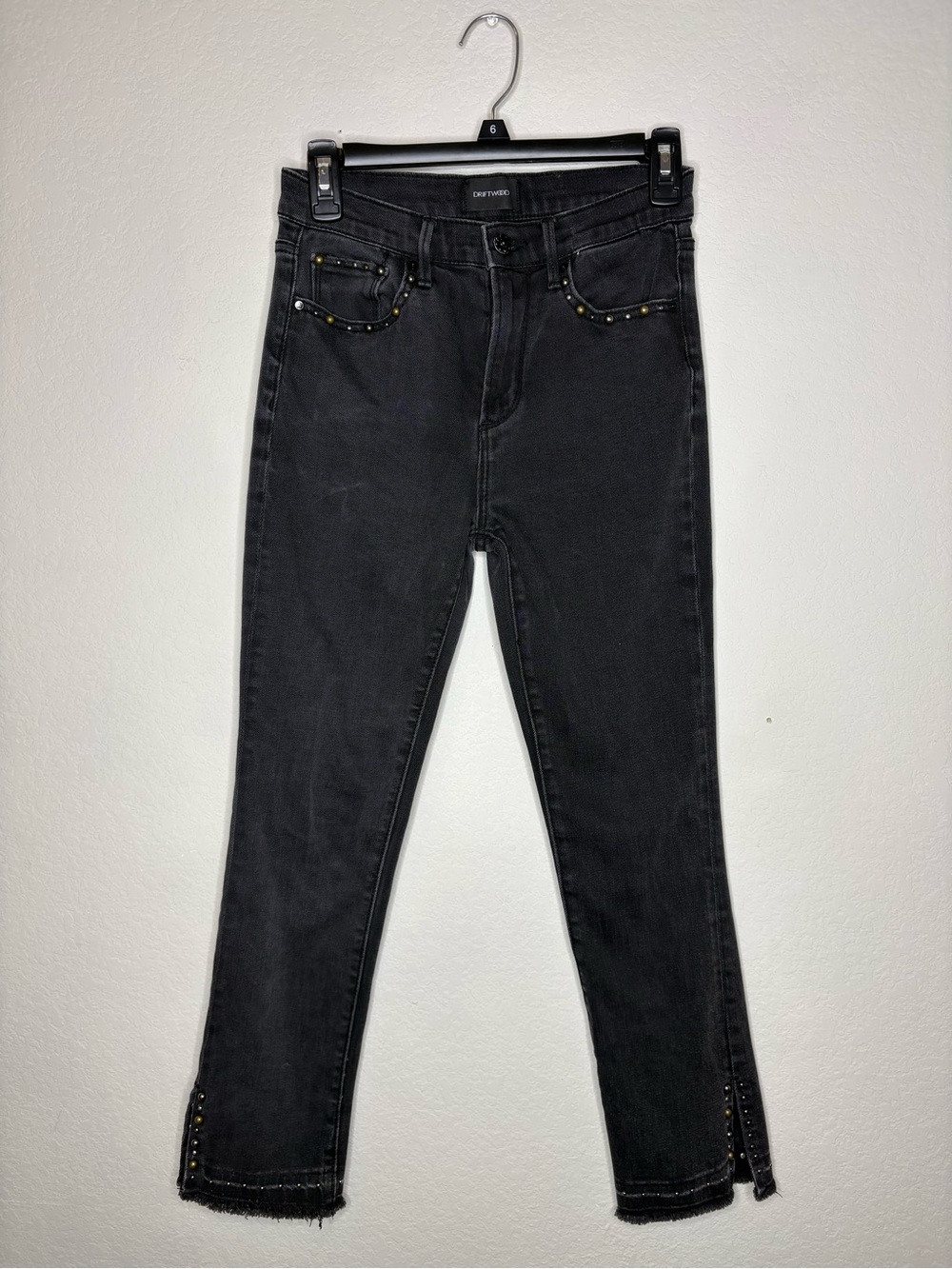 DRIFTWOOD Amelia Black Ankle Crop Jeans with Stud Trim